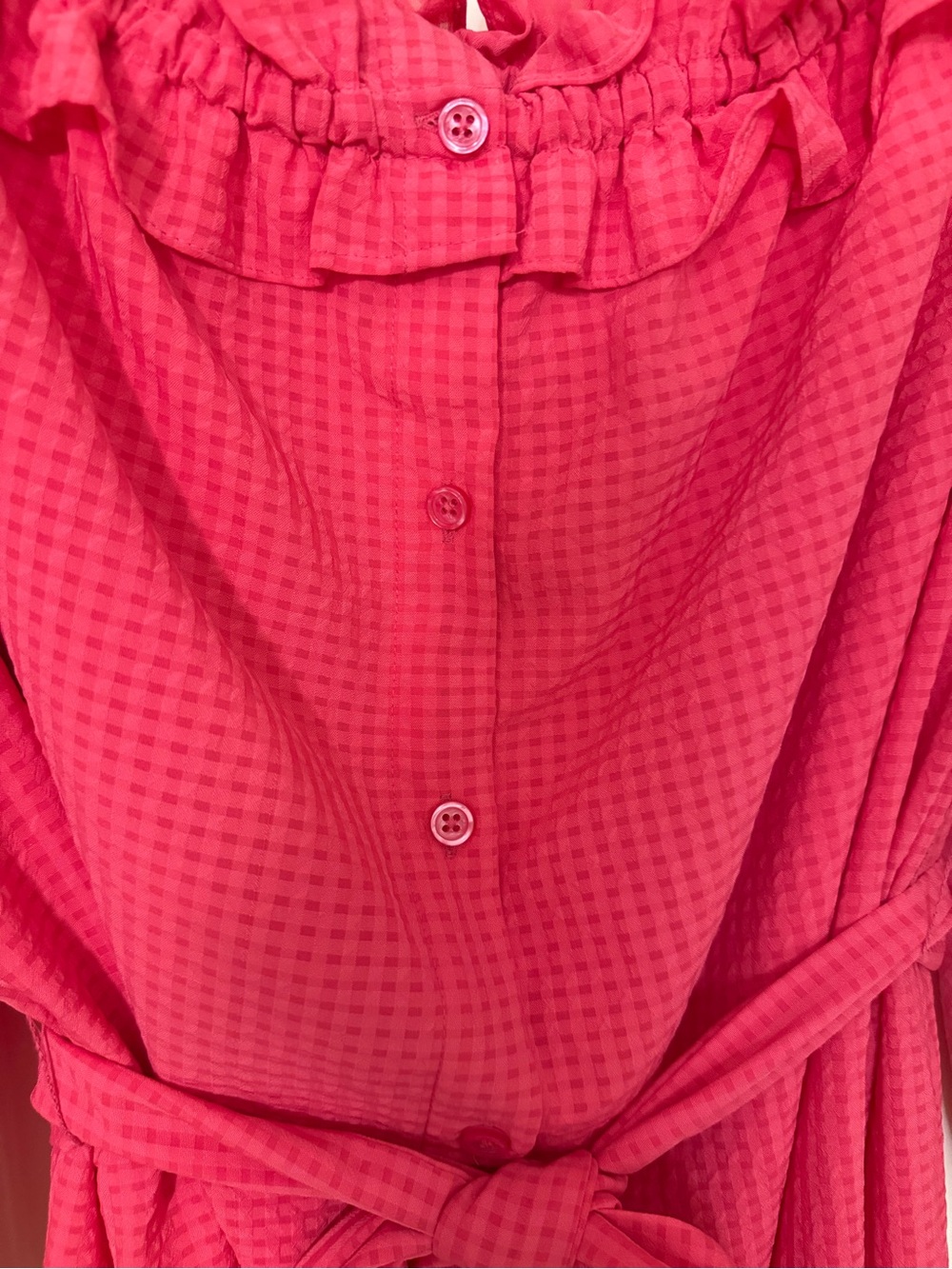 Who What Wear Fuchsia Ruffled Button-Front Midi Dress - Picture 2 of 3